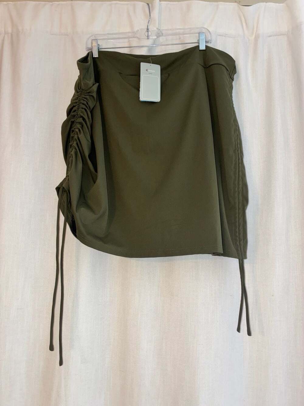 Cakulo Women's Athletic Skort with Side Drawstring, Olive Green, Size 4XL